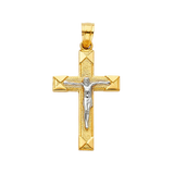 Fancy Crucufix Pendant - 14k Two Tone Gold