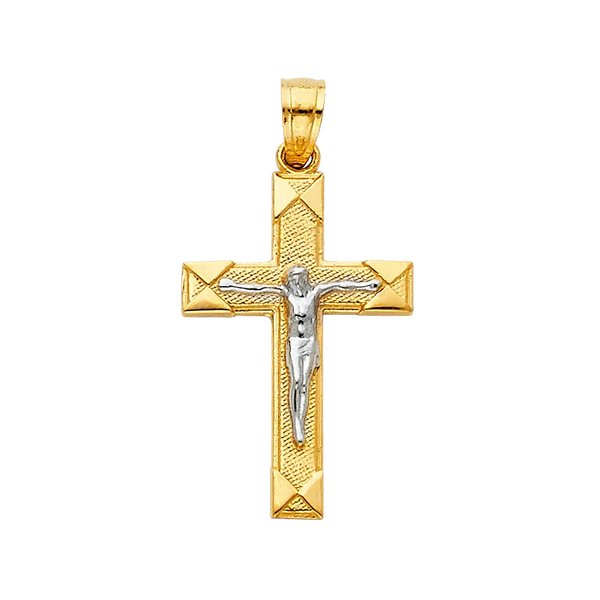 Fancy Crucufix Pendant - 14k Two Tone Gold