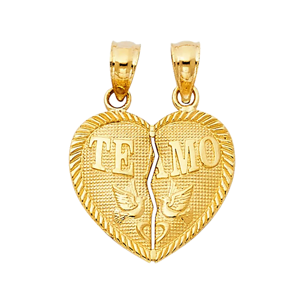 Te Amo Heart 2 Piece Pendant - 14k Yellow Gold