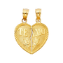 Te Amo Heart 2 Piece Pendant - 14k Yellow Gold