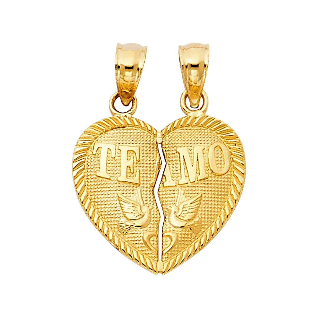 Te Amo Heart 2 Piece Pendant - 14k Yellow Gold