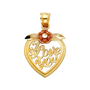 I Love You Heart Pendant - 14k Two Tone Gold