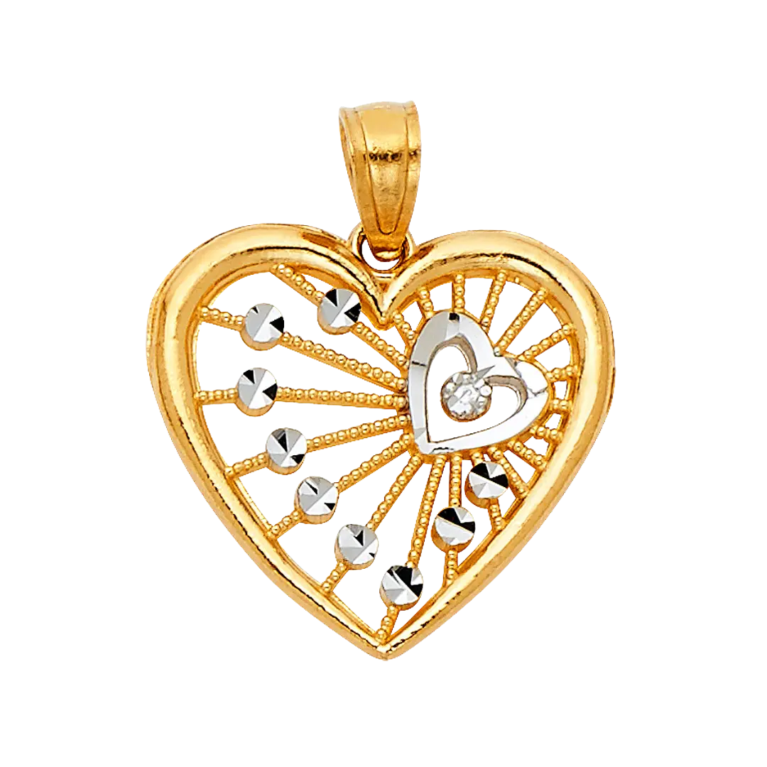 Heart Pendant - 14k Two Tone Gold 