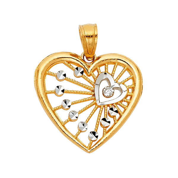 Heart Pendant - 14k Two Tone Gold 