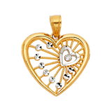 Heart Pendant - 14k Two Tone Gold 