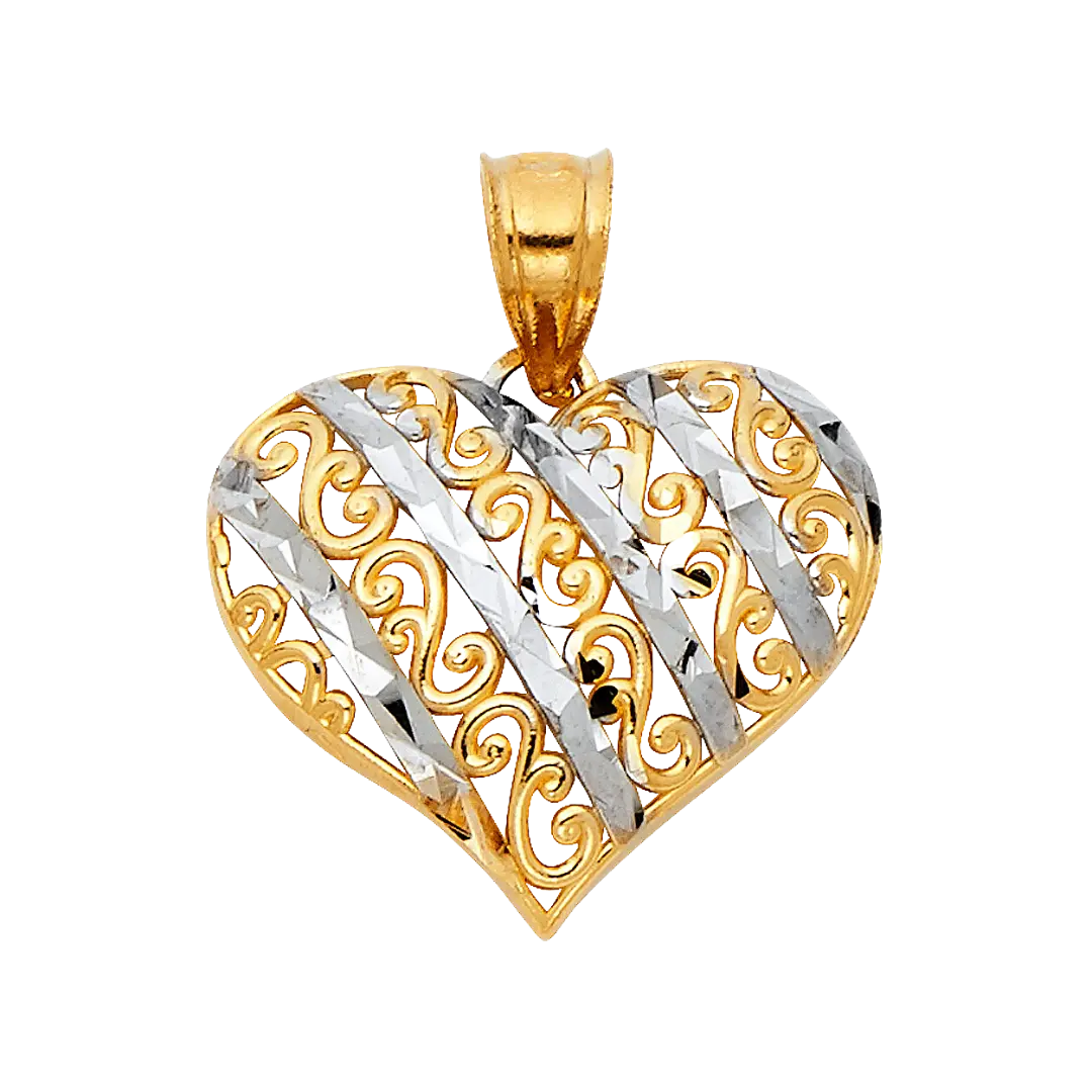 Heart Pendant - 14k Two Tone Gold 