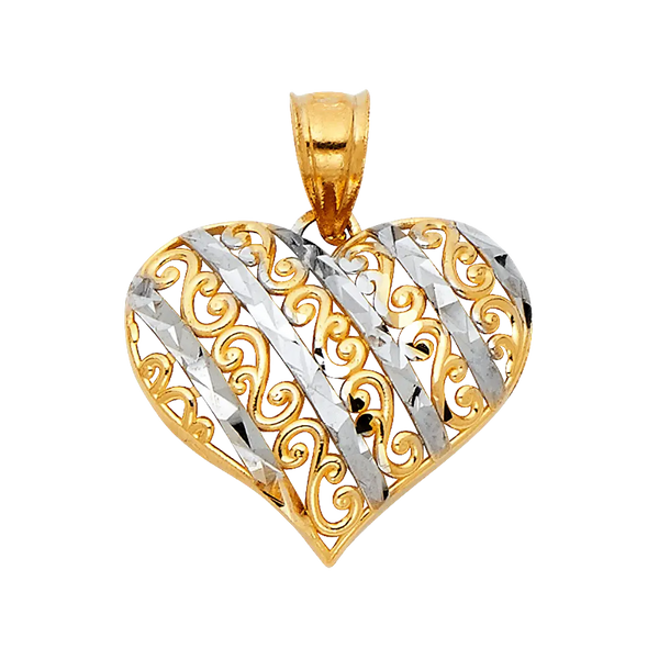 Heart Pendant - 14k Two Tone Gold 