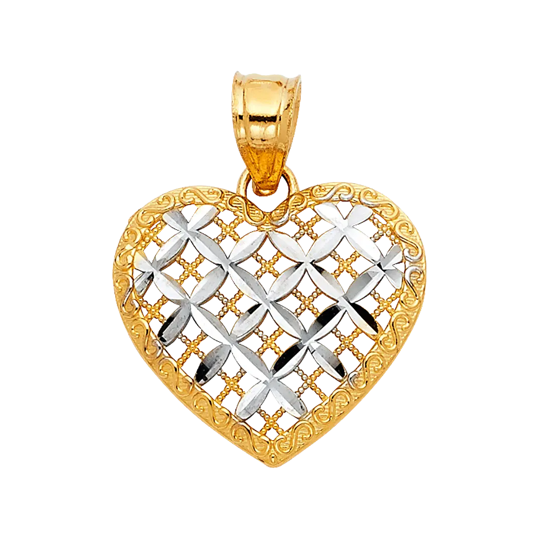 Heart Pendant - 14k Two Tone Gold 