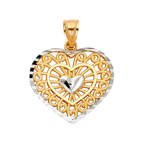 Heart Pendant - 14k Two Tone Gold 