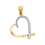 Heart with CZ Pendant - 14k Two Tone Gold