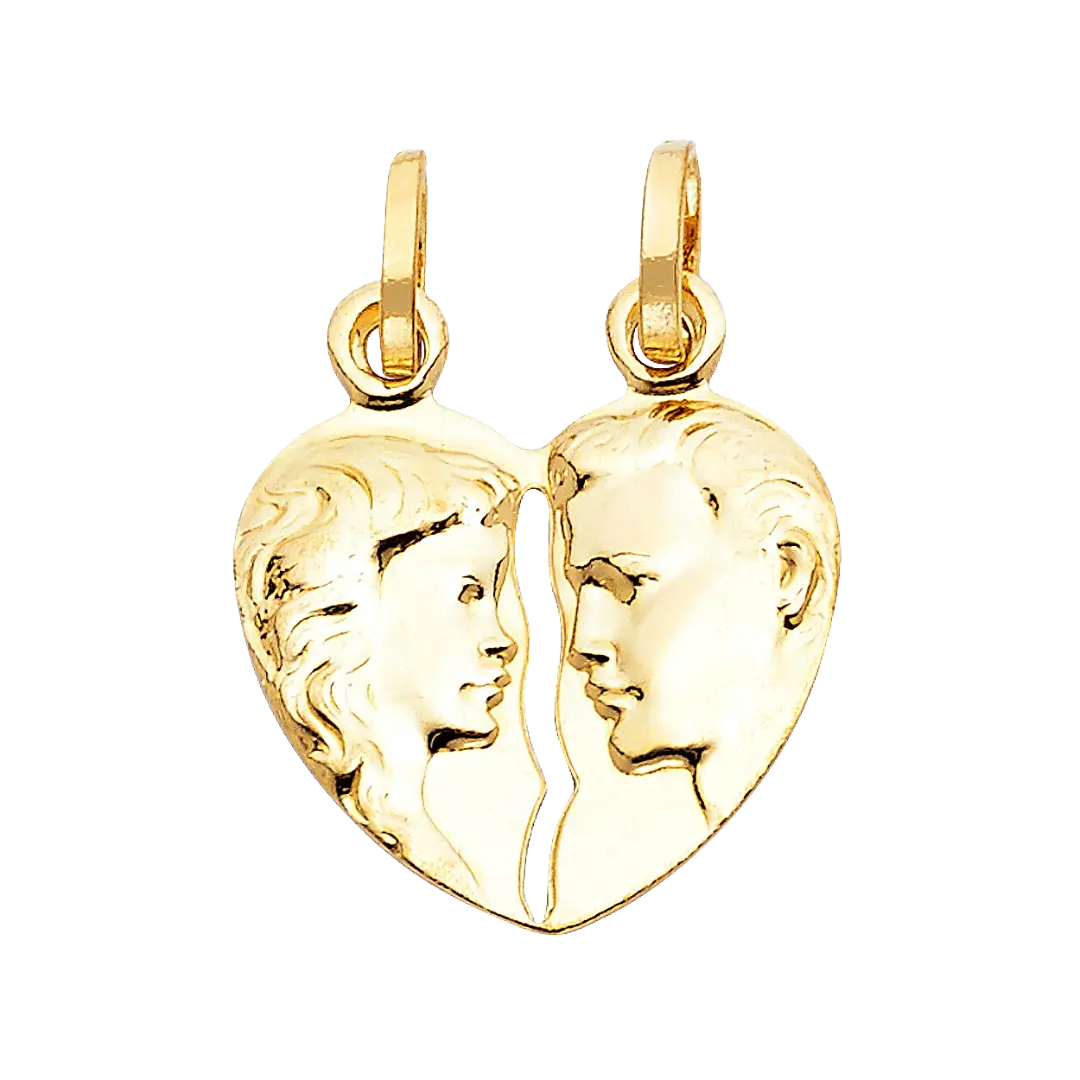 Hollow Heart 2 Piece Pendant - 14k Yellow Gold