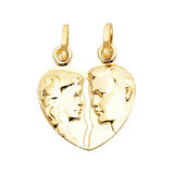 Hollow Heart 2 Piece Pendant - 14k Yellow Gold