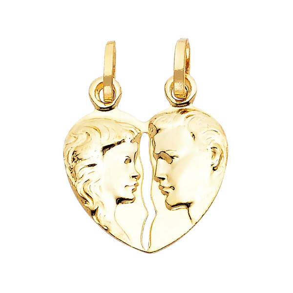 Hollow Heart 2 Piece Pendant - 14k Yellow Gold