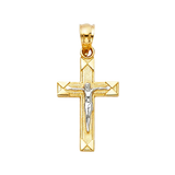 Fancy Crucufix Pendant - 14k Two Tone Gold