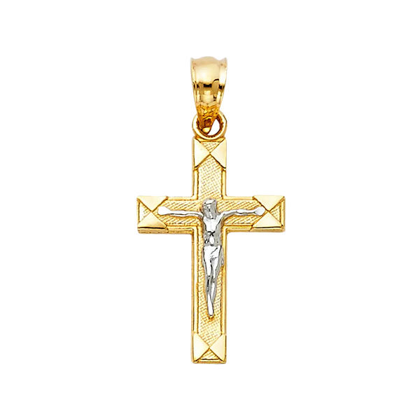 Fancy Crucufix Pendant - 14k Two Tone Gold