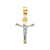 Fancy Crucufix Pendant - 14k Two Tone Gold