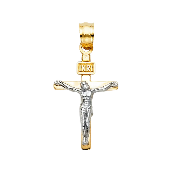 Fancy Crucufix Pendant - 14k Two Tone Gold