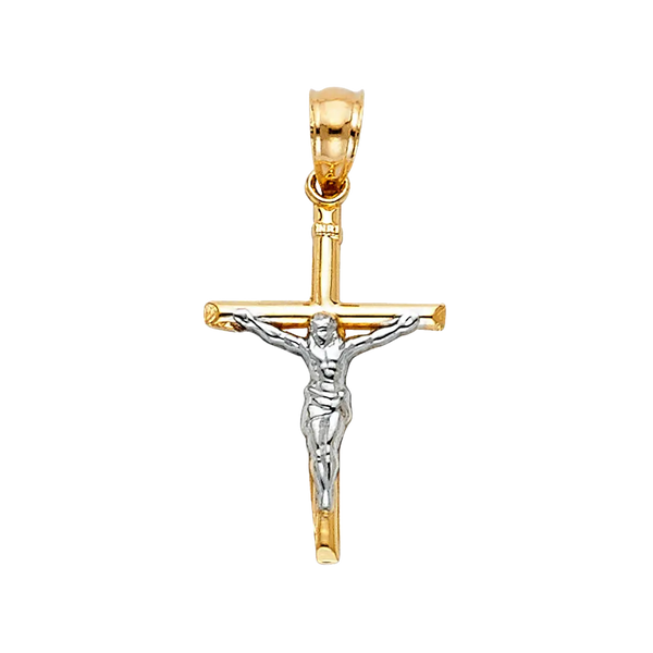 Crucufix Corss Pendant - 14k Two Tone Gold