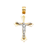 Fancy Crucufix Pendant - 14k Two Tone Gold