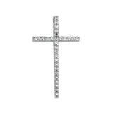 Cross with CZ Pendant - 14k White Gold