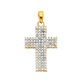 Cross with CZ Pendant - 14k Two Tone Gold