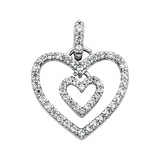 Heart with CZ Pendant - 14k White Gold