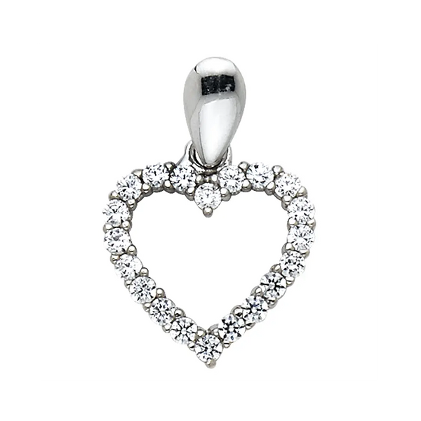 Heart with CZ Pendant - 14k White Gold