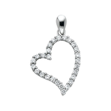 Heart with CZ Pendant - 14k White Gold