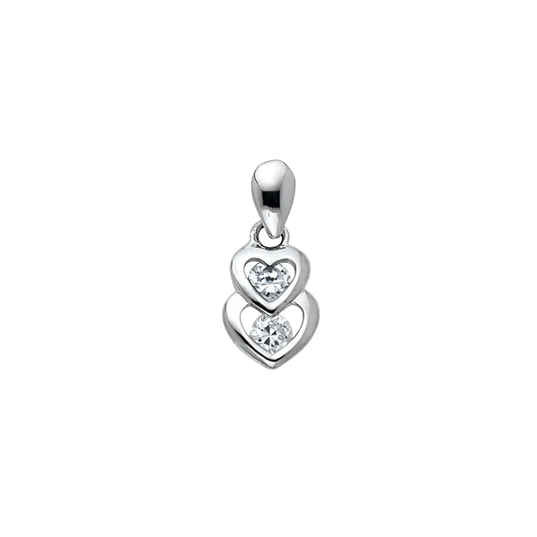 Heart with CZ Pendant - 14k White Gold