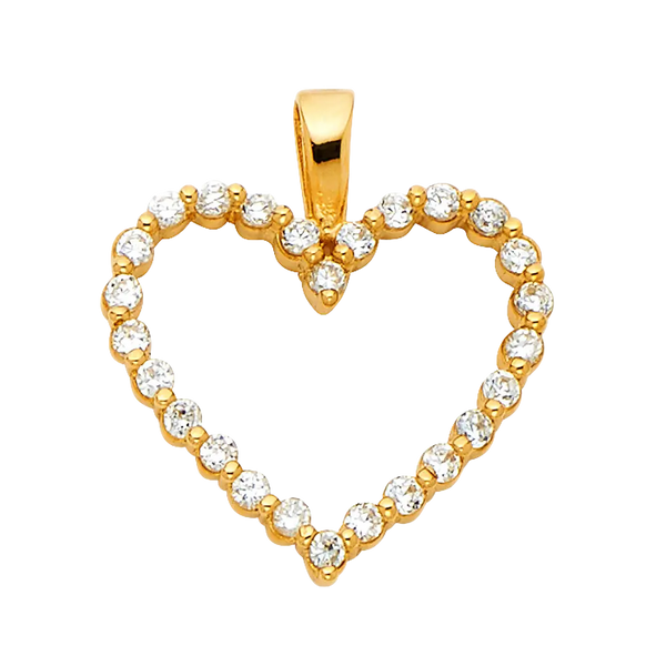 Heart with CZ Pendant - 14k Yellow Gold