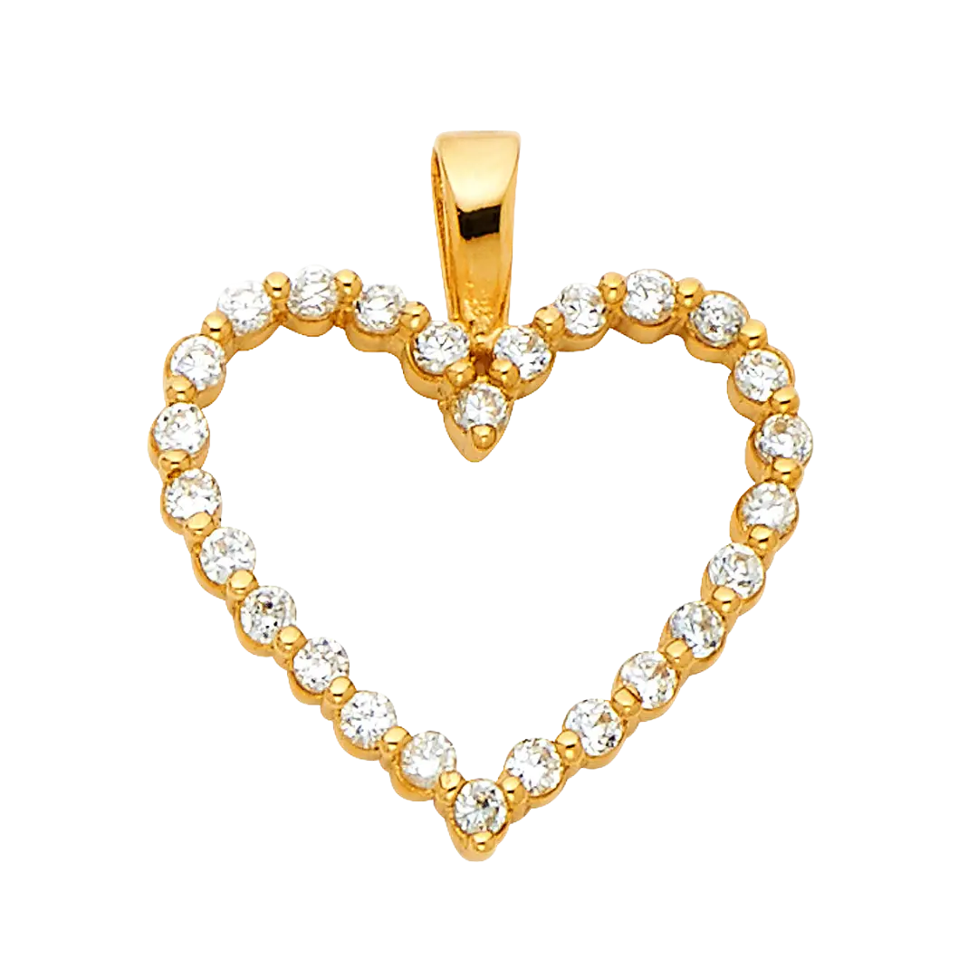 Heart with CZ Pendant - 14k Yellow Gold