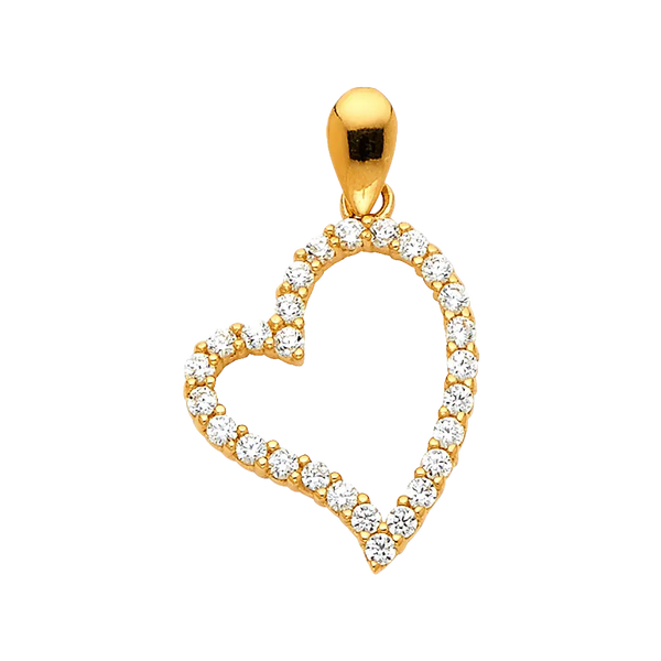 Heart with CZ Pendant - 14k Yellow Gold