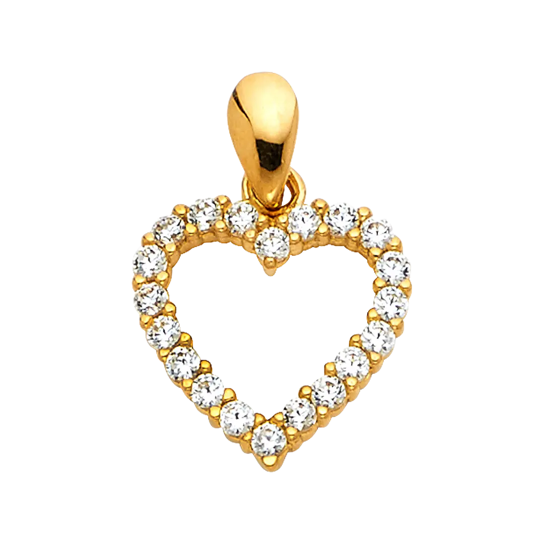 Heart with CZ Pendant - 14k Yellow Gold