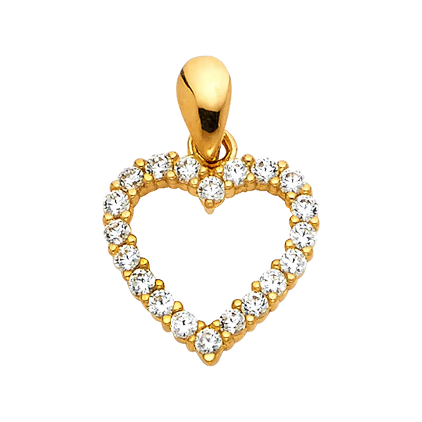 Heart with CZ Pendant - 14k Yellow Gold