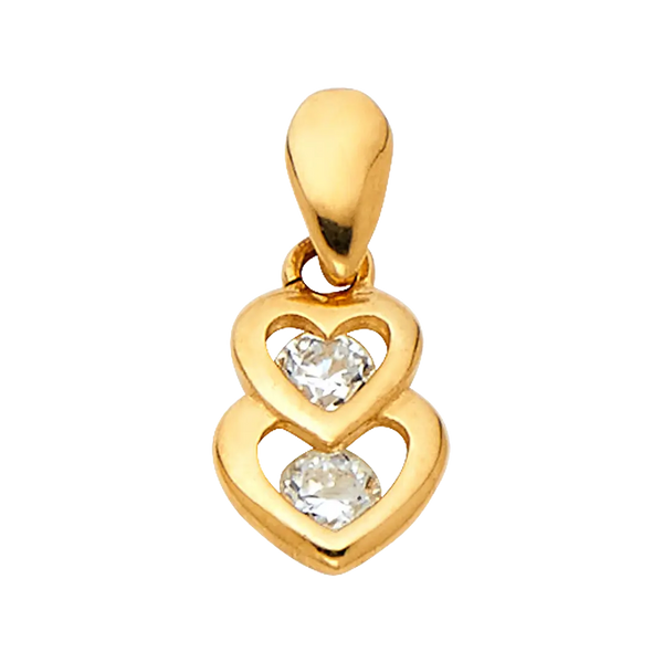 Heart with CZ Pendant - 14k Yellow Gold