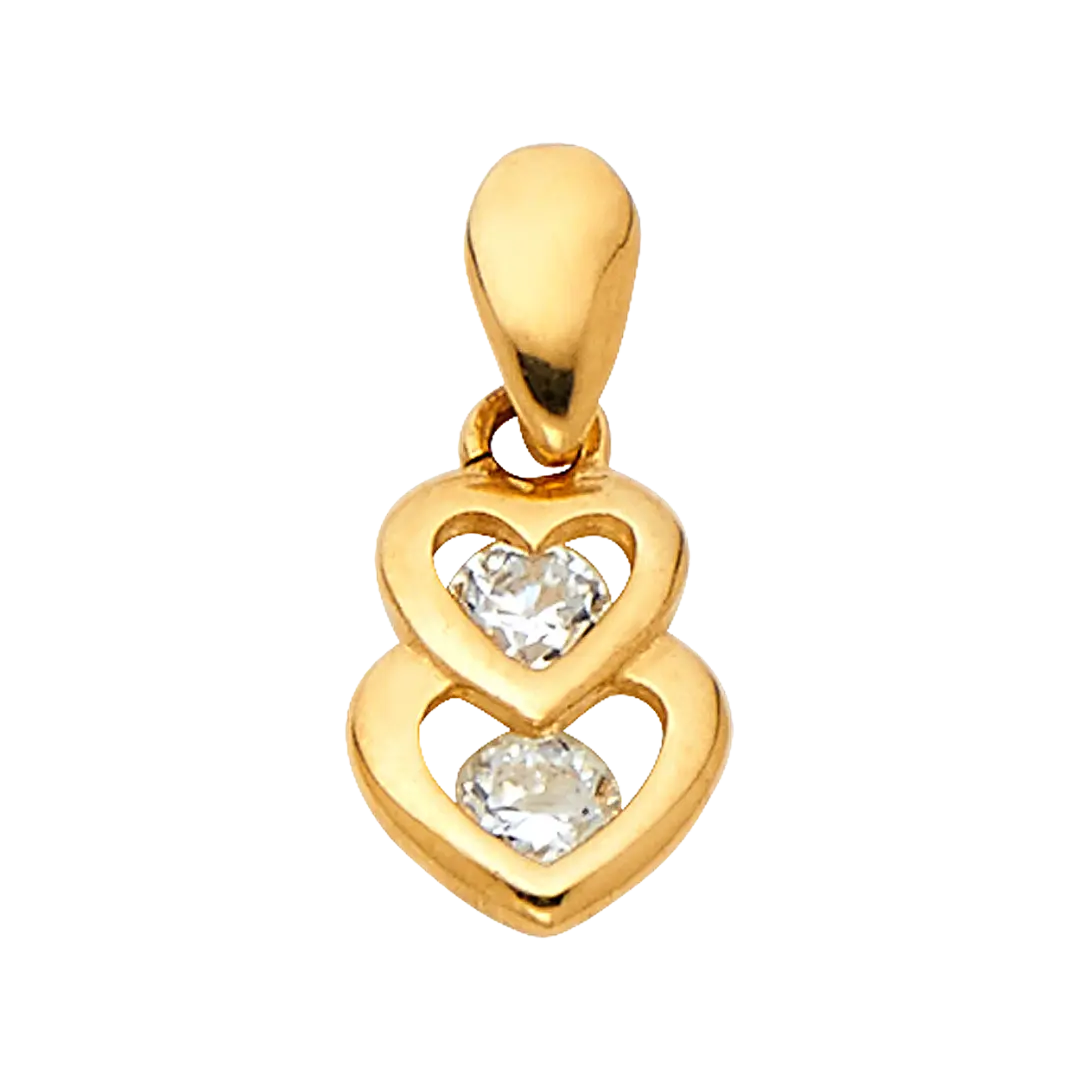 Heart with CZ Pendant - 14k Yellow Gold