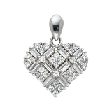 Heart with CZ Pendant - 14k White Gold