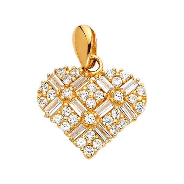 Heart with CZ Pendant - 14k Yellow Gold