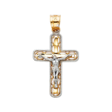 Cut Out Crucufix Pendant - 14k Two Tone Gold