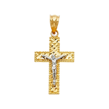 Latin Cross Crucufix Pendant - 14k Two Tone Gold