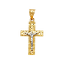 Latin Cross Crucufix Pendant - 14k Two Tone Gold