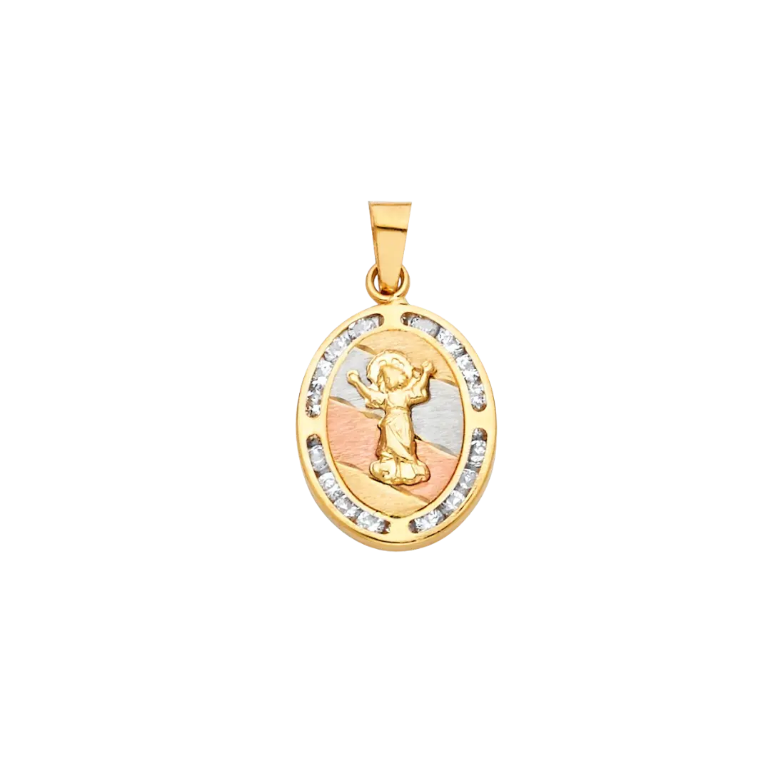 Divine Infant Jesus Pendant - 14k Tri Color Gold