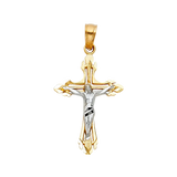 Cut Out Crucufix Pendant - 14k Two Tone Gold