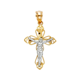 Cut Out Crucufix Pendant - 14k Two Tone Gold