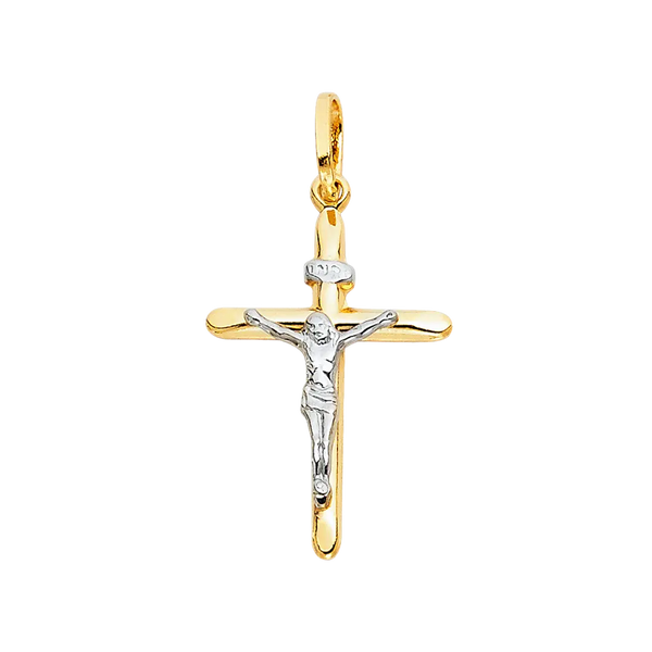 Laminated Crucufix Pendant - 14k Two Tone Gold