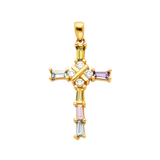 Cross with CZ Pendant - 14k Yellow Gold