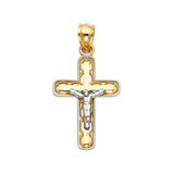 Fancy Crucufix Pendant - 14k Two Tone Gold