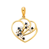 Heart with CZ Pendant - 14k Two Tone Gold