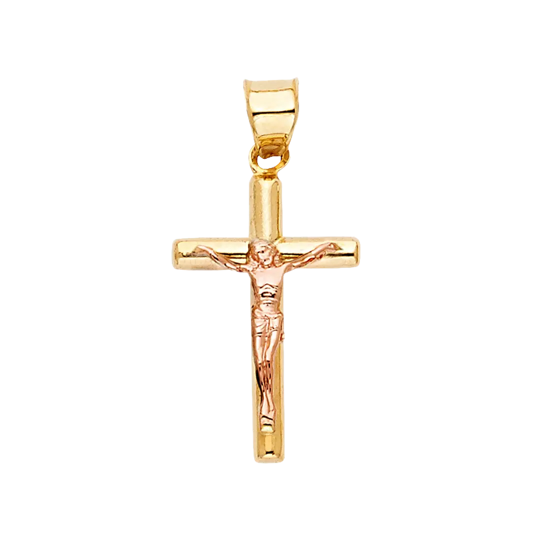 Crucufix Pendant - 14k Two Tone Gold