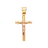 Crucufix Pendant - 14k Two Tone Gold